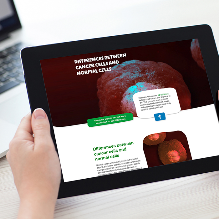 iPad showing cancer awareness elearning course