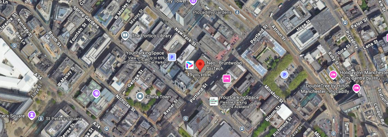 Map showing Dynamic's Manchester office